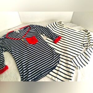 Ann Taylor, Agaci 2 Blue and White striped Tops, Size S - Nautical
